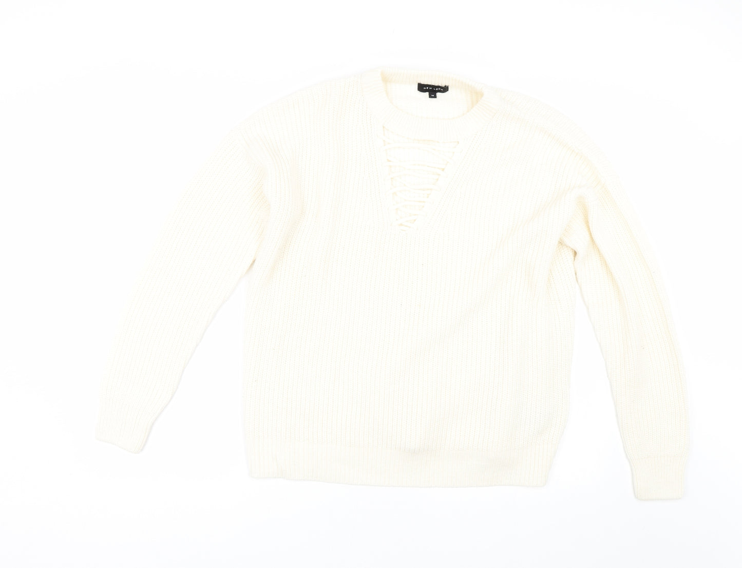 New Look Womens Ivory  Knit Pullover Jumper Size 14