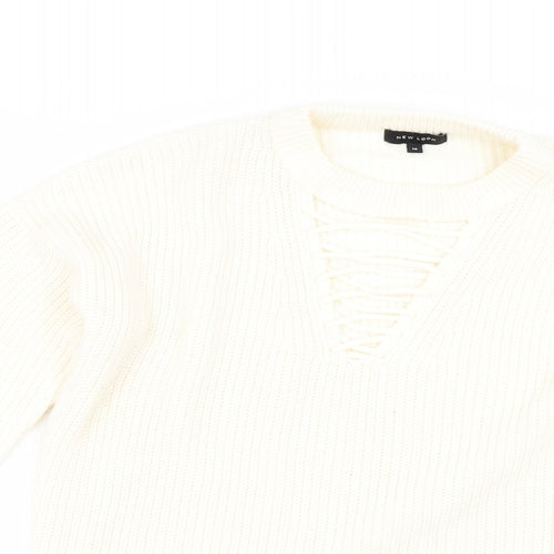 New Look Womens Ivory  Knit Pullover Jumper Size 14