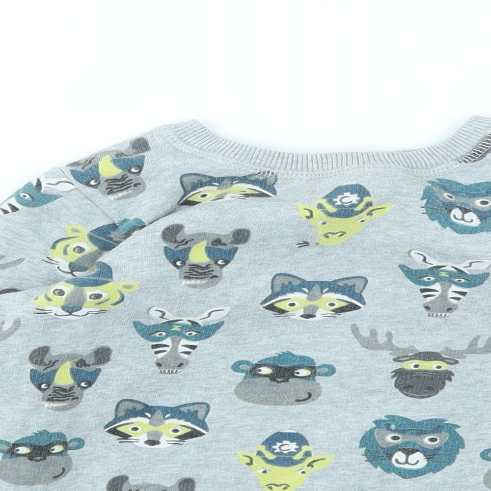 M&S Boys Grey Floral  Pullover Sweatshirt Size 3-4 Years