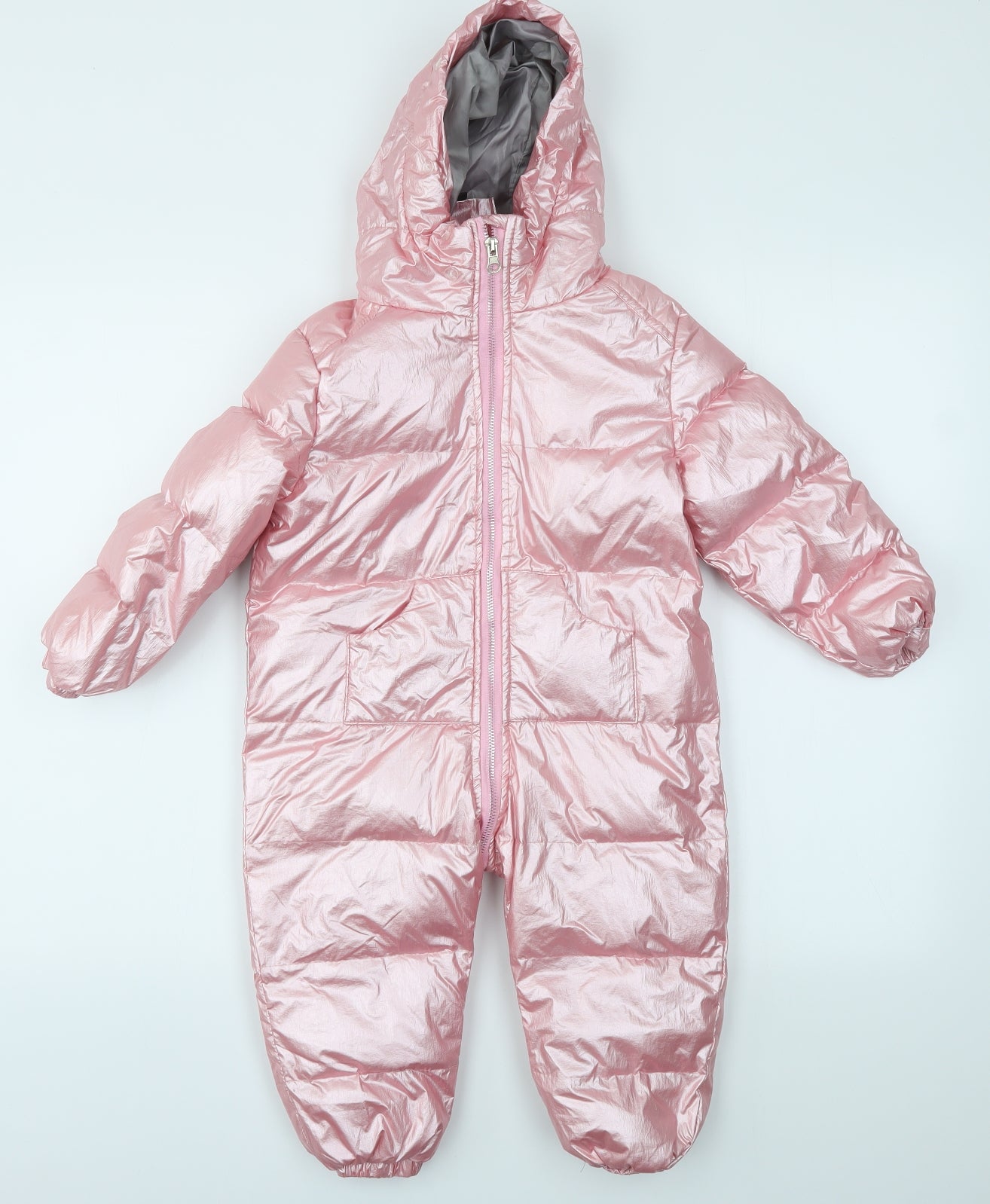 Preworn Girls Orange   Basic Coat Snowsuit Size 3-4 Years