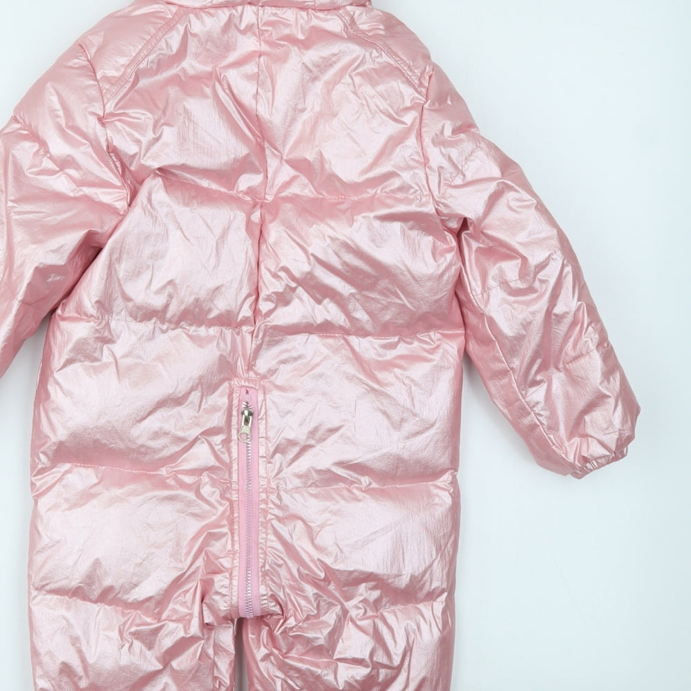 Preworn Girls Orange   Basic Coat Snowsuit Size 3-4 Years
