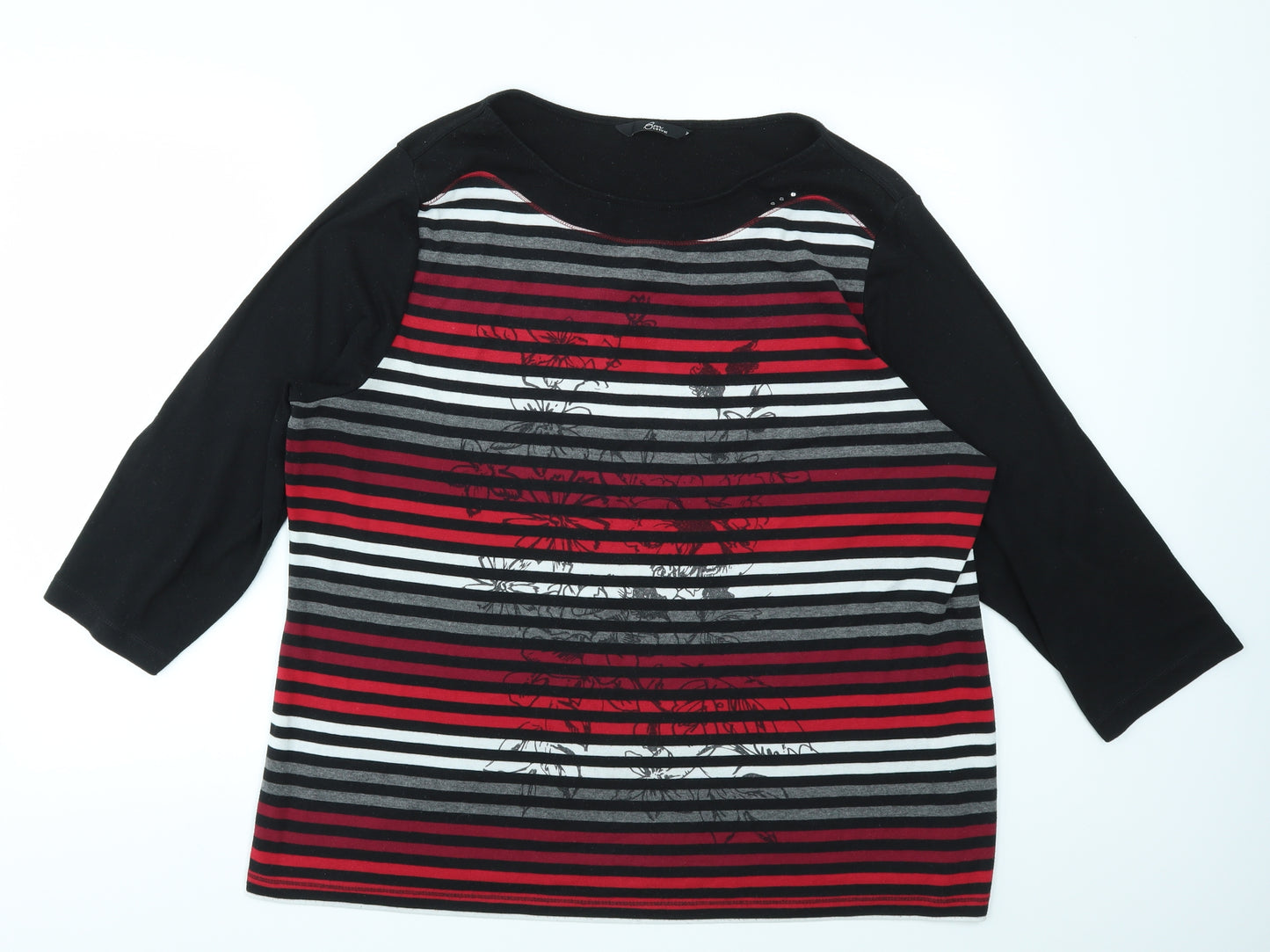 BM Womens Multicoloured Striped  Basic T-Shirt Size XL