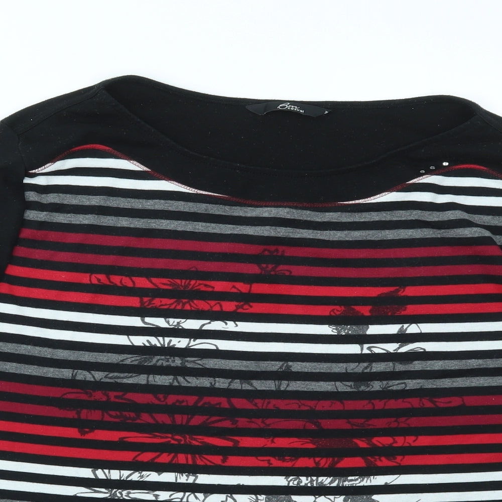 BM Womens Multicoloured Striped  Basic T-Shirt Size XL