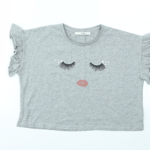 George Girls Grey Geometric  Basic T-Shirt Size 10-11 Years