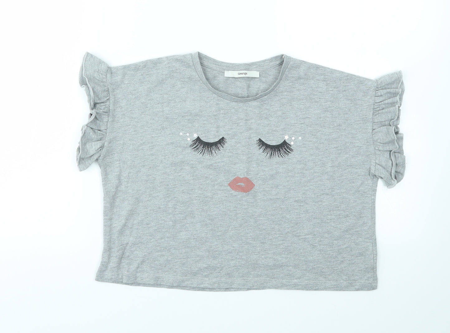 George Girls Grey Geometric  Basic T-Shirt Size 10-11 Years