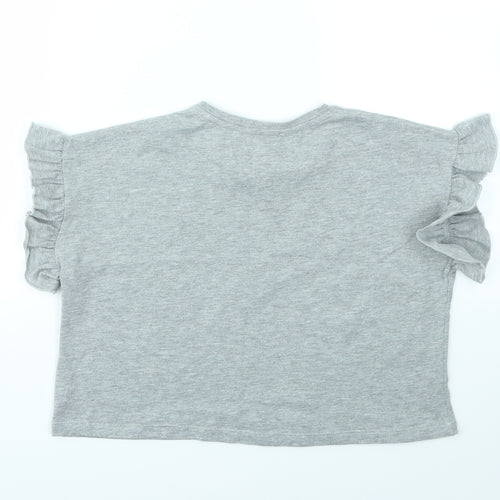 George Girls Grey Geometric  Basic T-Shirt Size 10-11 Years