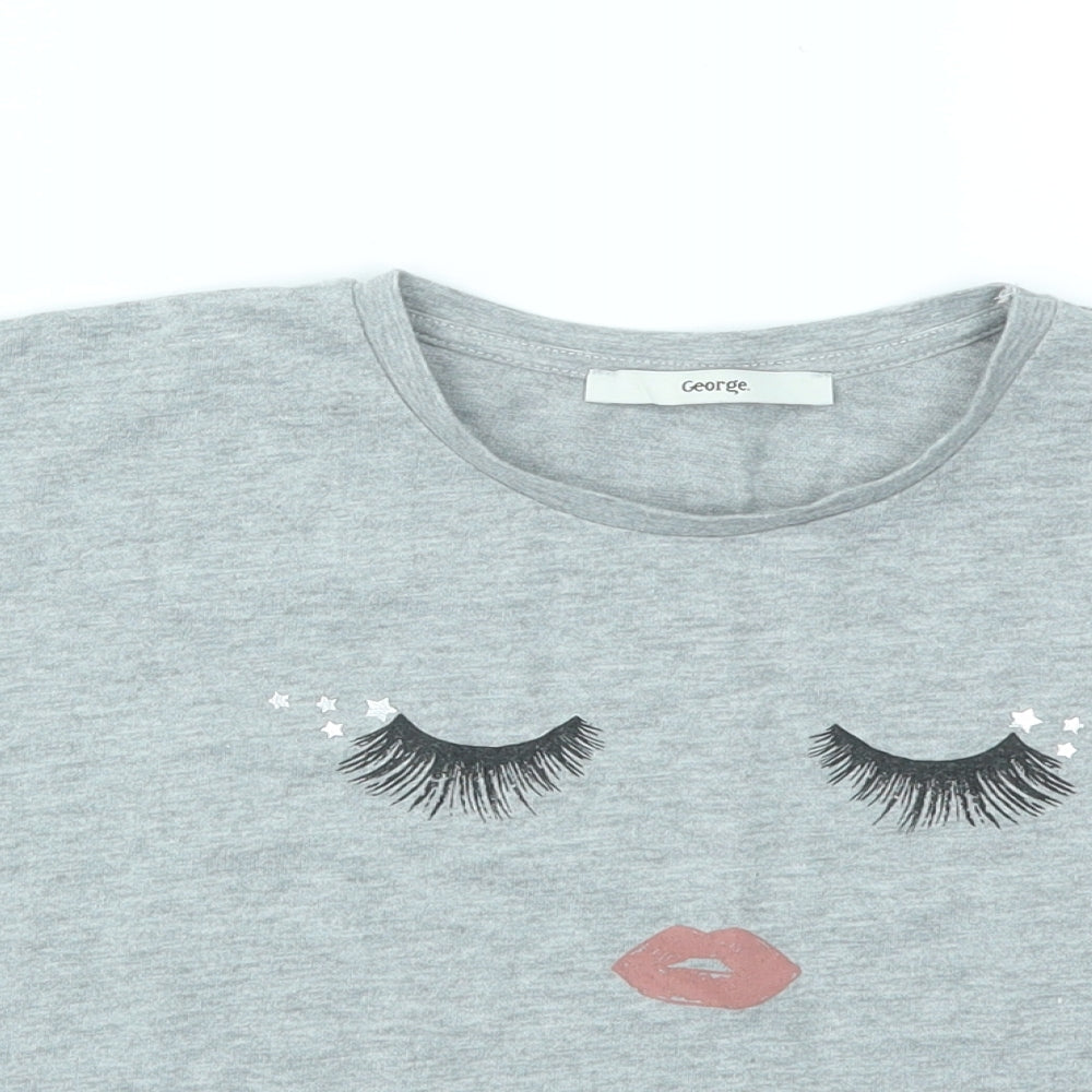 George Girls Grey Geometric  Basic T-Shirt Size 10-11 Years