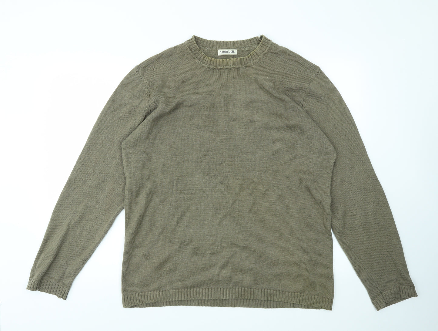 Cherokee Mens Green Houndstooth  Pullover Sweatshirt Size L