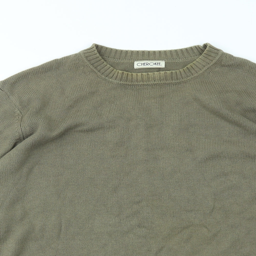 Cherokee Mens Green Houndstooth  Pullover Sweatshirt Size L