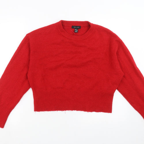 New Look Womens Red  Knit Pullover Jumper Size M