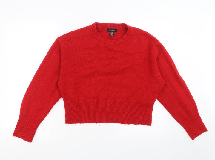 New Look Womens Red Knit Pullover Jumper Size M
