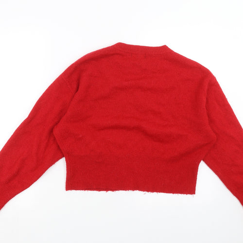 New Look Womens Red  Knit Pullover Jumper Size M