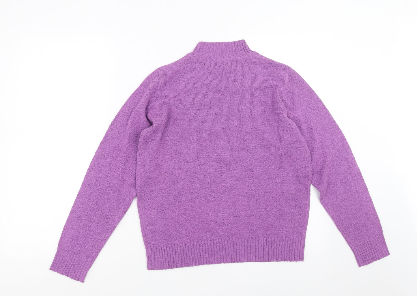 EWM Womens Purple  Knit Pullover Jumper Size S  - Floral embroidery