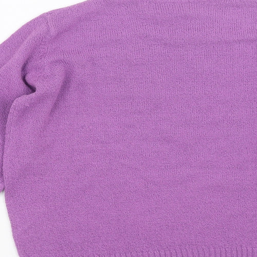 EWM Womens Purple  Knit Pullover Jumper Size S  - Floral embroidery