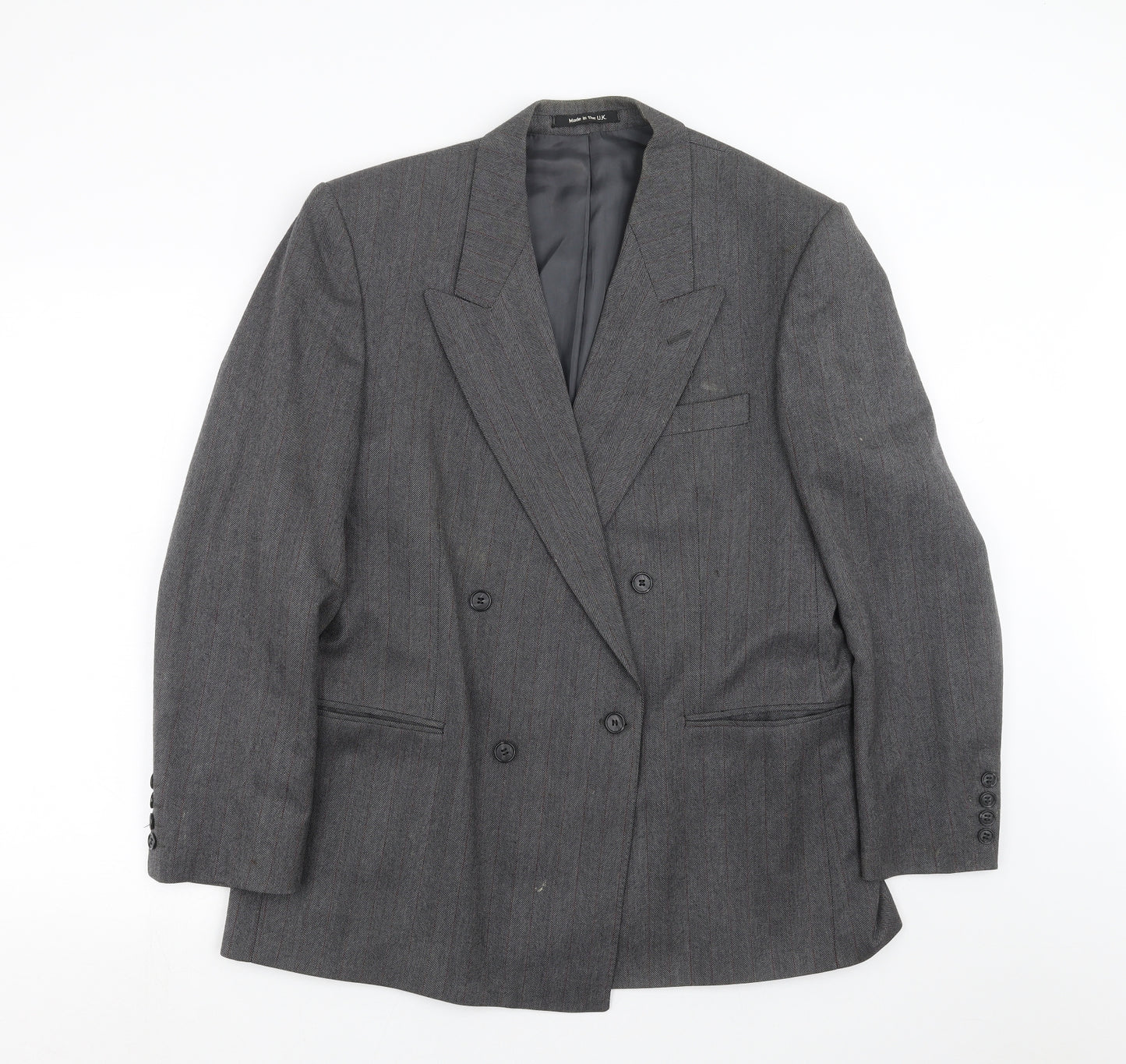 Preworn Mens Grey Herringbone  Jacket Suit Jacket Size 40