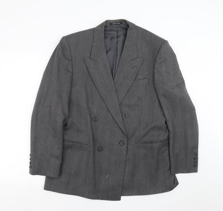 Preworn Mens Grey Herringbone  Jacket Suit Jacket Size 40