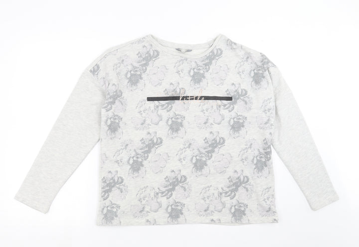 Peacocks Womens Grey Floral Pullover Sweatshirt Size 16