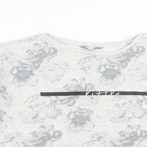 Peacocks Womens Grey Floral  Pullover Sweatshirt Size 16