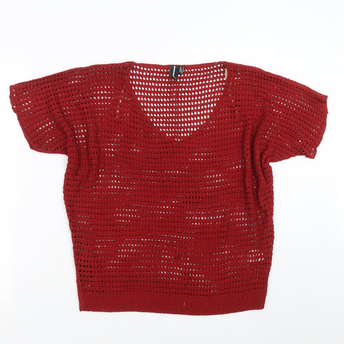IZABEL Womens Red  Knit Pullover Jumper Size 10
