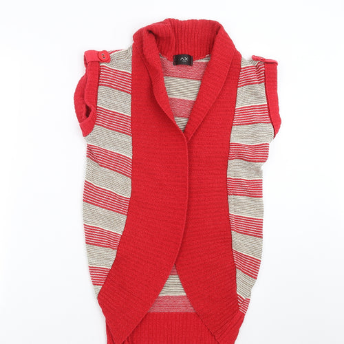 AX Paris Womens Red Striped  Cardigan Jumper Size S