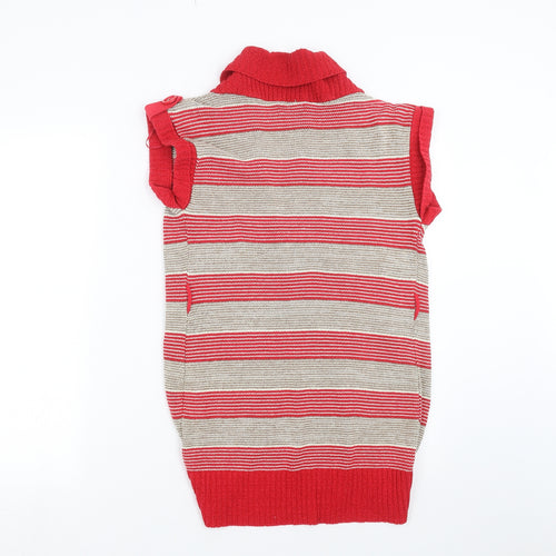 AX Paris Womens Red Striped  Cardigan Jumper Size S