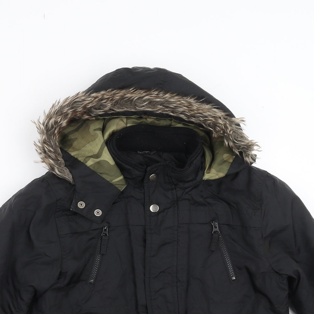 George Boys Black   Parka Jacket Size 8-9 Years
