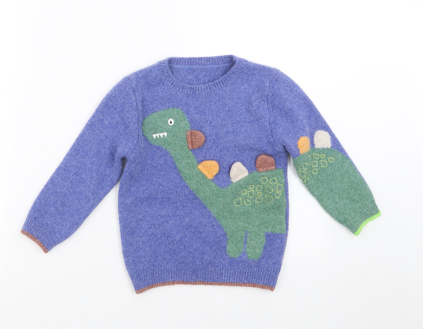 George Boys Blue  Knit Pullover Jumper Size 2-3 Years  - dinosaur