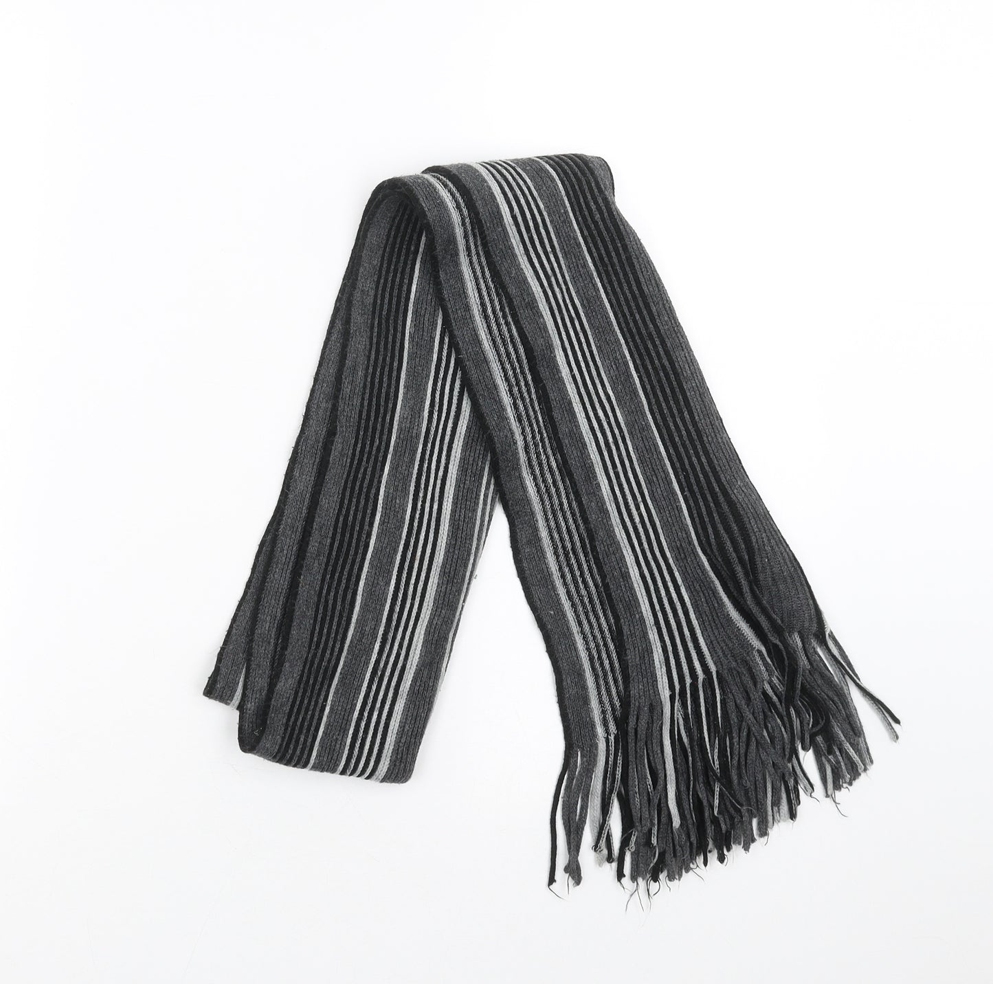 Preworn Unisex Grey Striped   Scarf