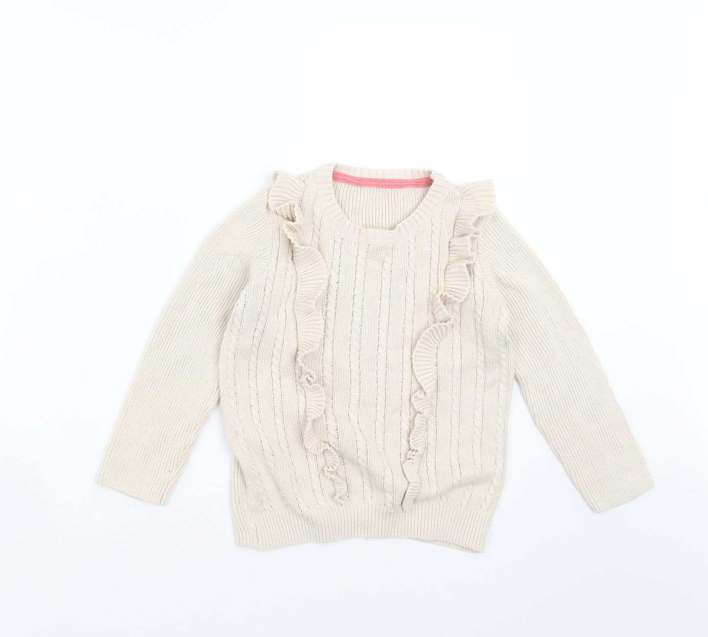 TU Girls Beige  Knit Pullover Jumper Size 5-6 Years  - Ruffle detail