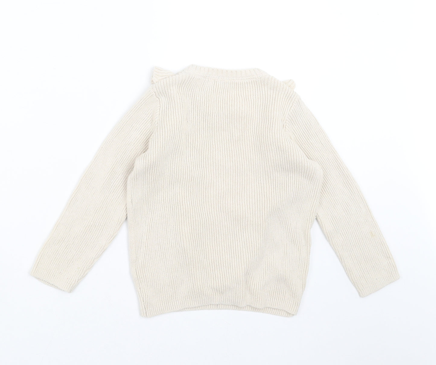 TU Girls Beige  Knit Pullover Jumper Size 5-6 Years  - Ruffle detail