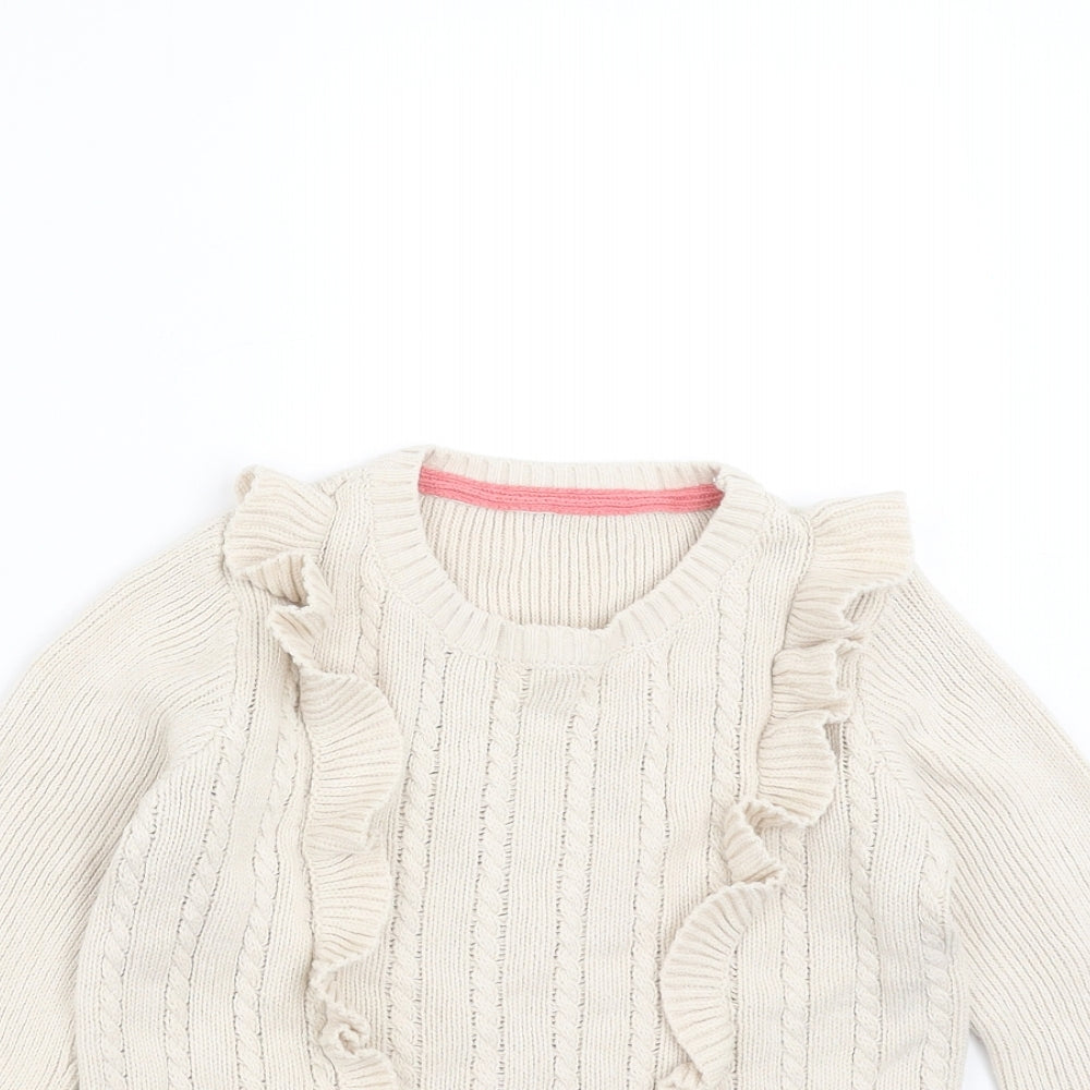 TU Girls Beige  Knit Pullover Jumper Size 5-6 Years  - Ruffle detail