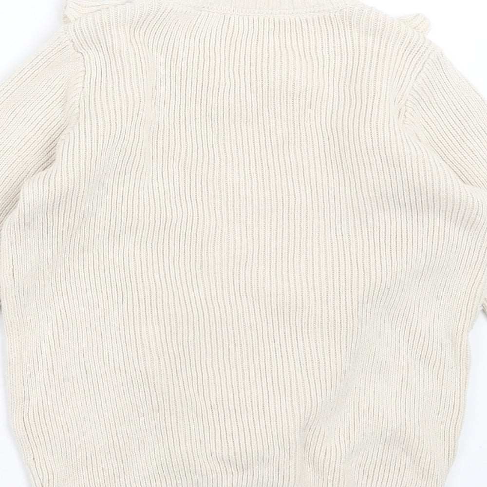 TU Girls Beige  Knit Pullover Jumper Size 5-6 Years  - Ruffle detail