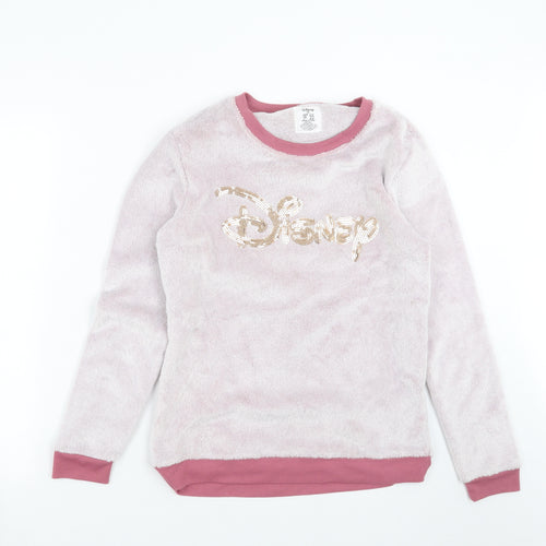 Primark Womens Pink Solid Fleece Top Pyjama Top Size M  - Disney