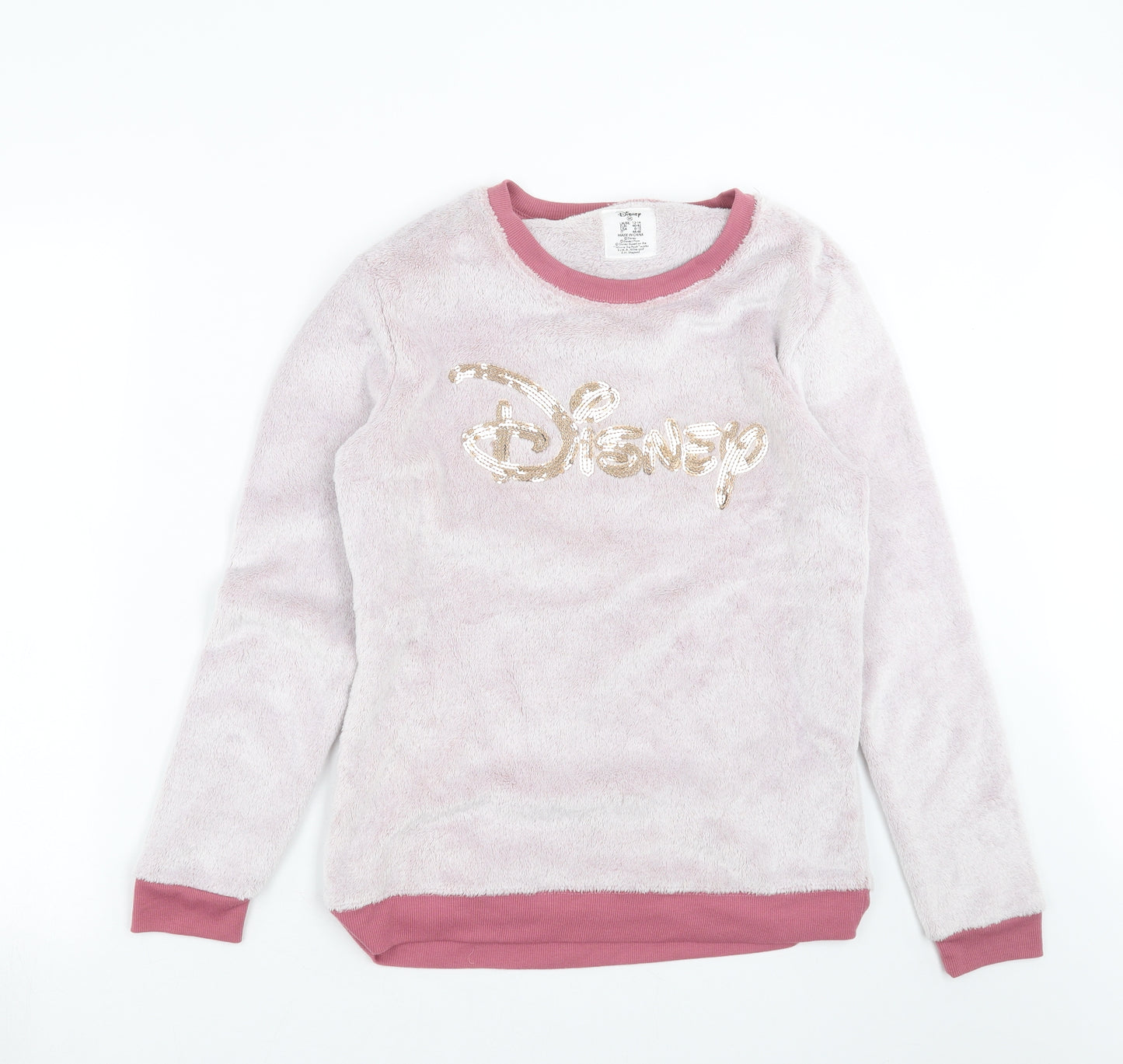 Primark Womens Pink Solid Fleece Top Pyjama Top Size M  - Disney