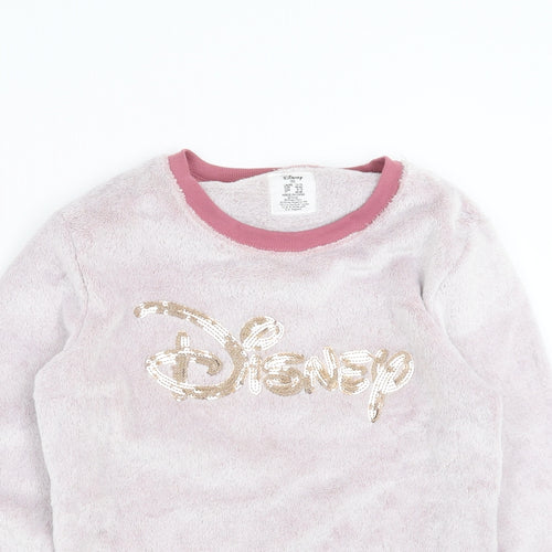 Primark Womens Pink Solid Fleece Top Pyjama Top Size M  - Disney