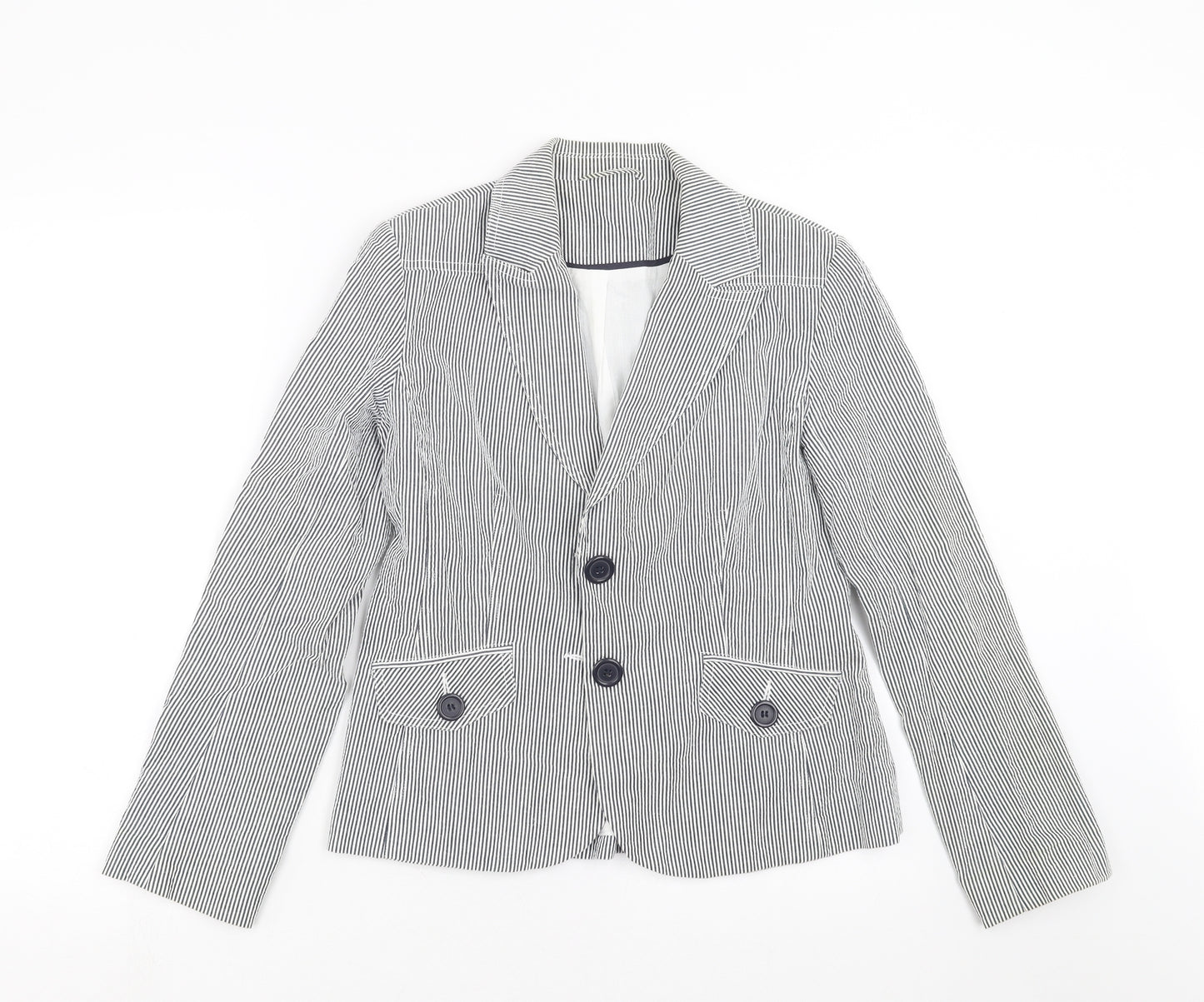 New Look Womens Blue Striped  Jacket Blazer Size 12