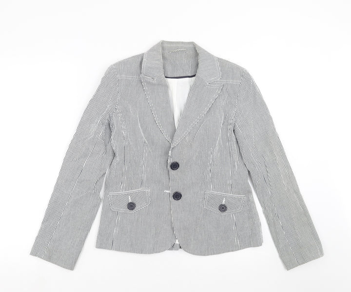New Look Womens Blue Striped  Jacket Blazer Size 12