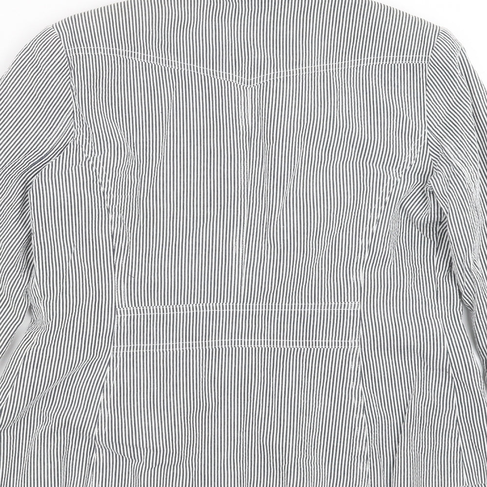 New Look Womens Blue Striped  Jacket Blazer Size 12
