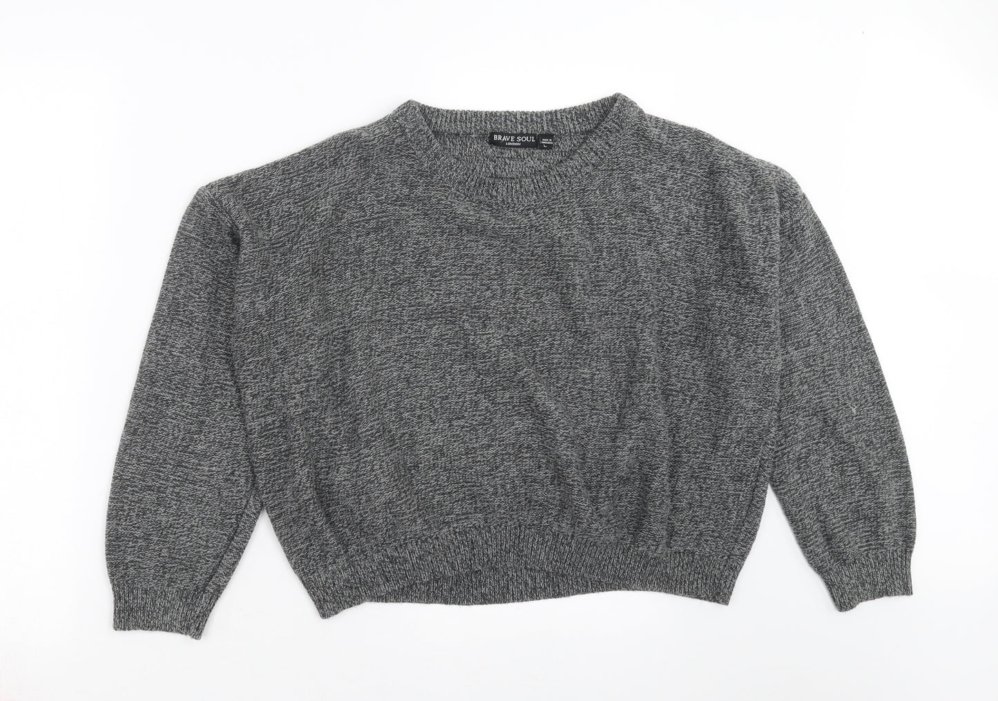 Brave Soul Womens Grey  Knit Pullover Jumper Size L