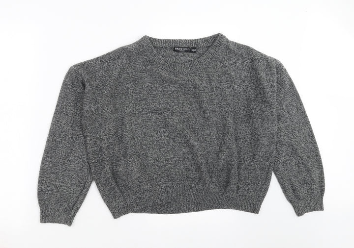 Brave Soul Womens Grey  Knit Pullover Jumper Size L