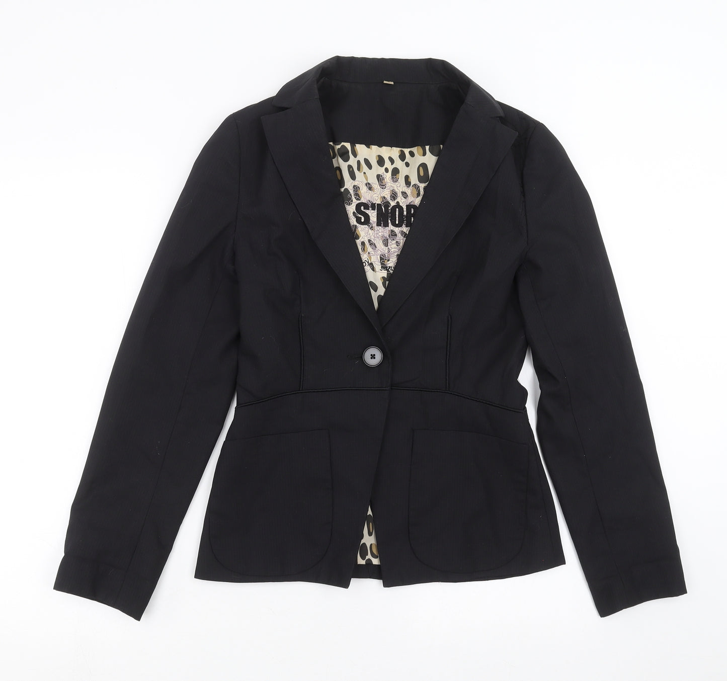 S'NOB Womens Black Striped  Jacket Suit Jacket Size S  - Embroidered detail