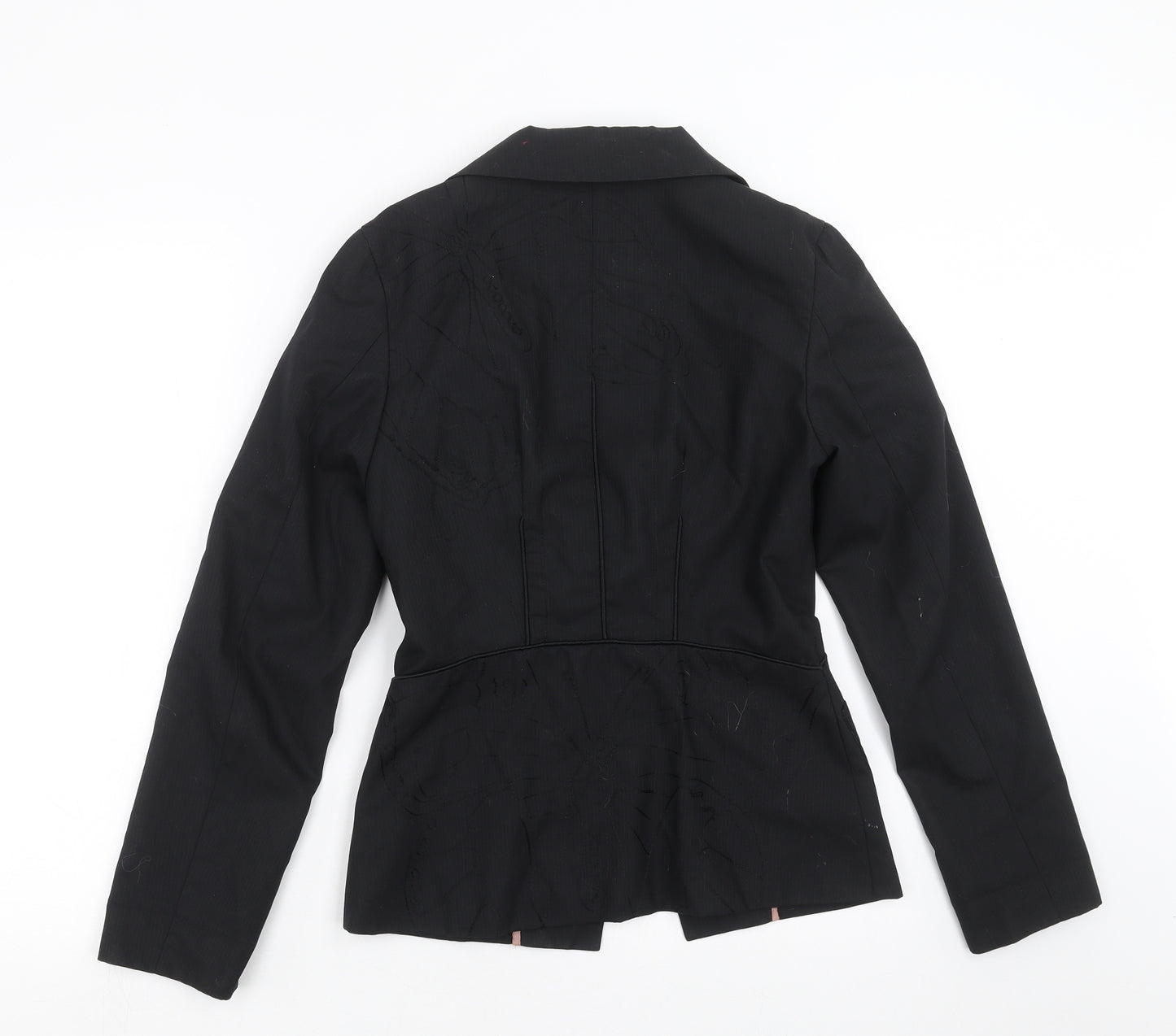 S'NOB Womens Black Striped  Jacket Suit Jacket Size S  - Embroidered detail