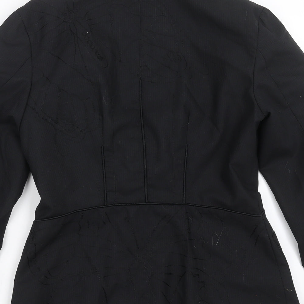 S'NOB Womens Black Striped  Jacket Suit Jacket Size S  - Embroidered detail