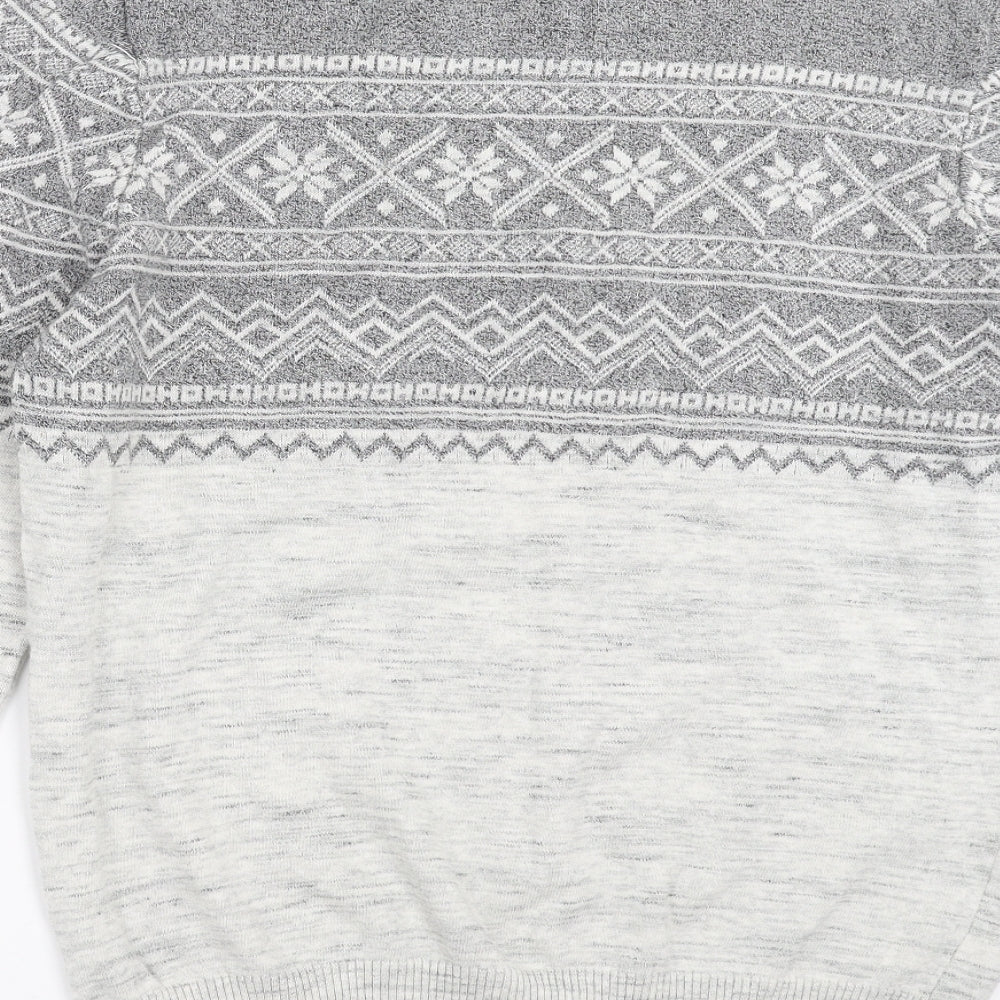 George Mens Grey Fair Isle Knit Pullover Jumper Size M