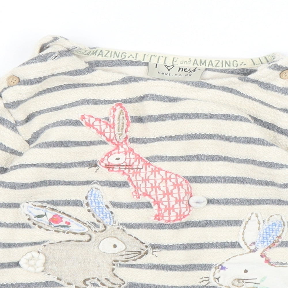 NEXT Girls Beige Striped  Basic T-Shirt Size 2-3 Years