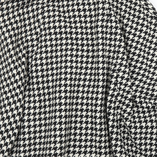 Nightingales Womens Black Houndstooth  Overcoat Poncho Size 18