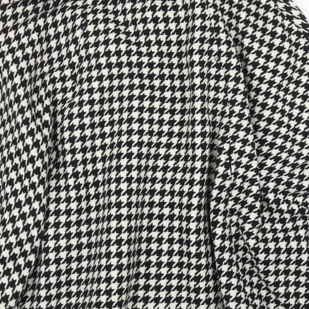 Nightingales Womens Black Houndstooth  Overcoat Poncho Size 18