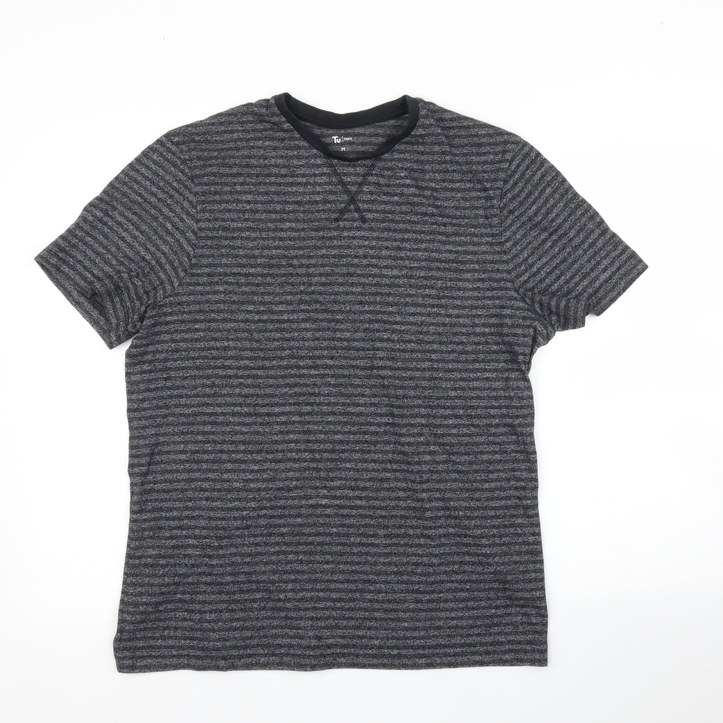 Topman Mens Grey Striped   T-Shirt Size M