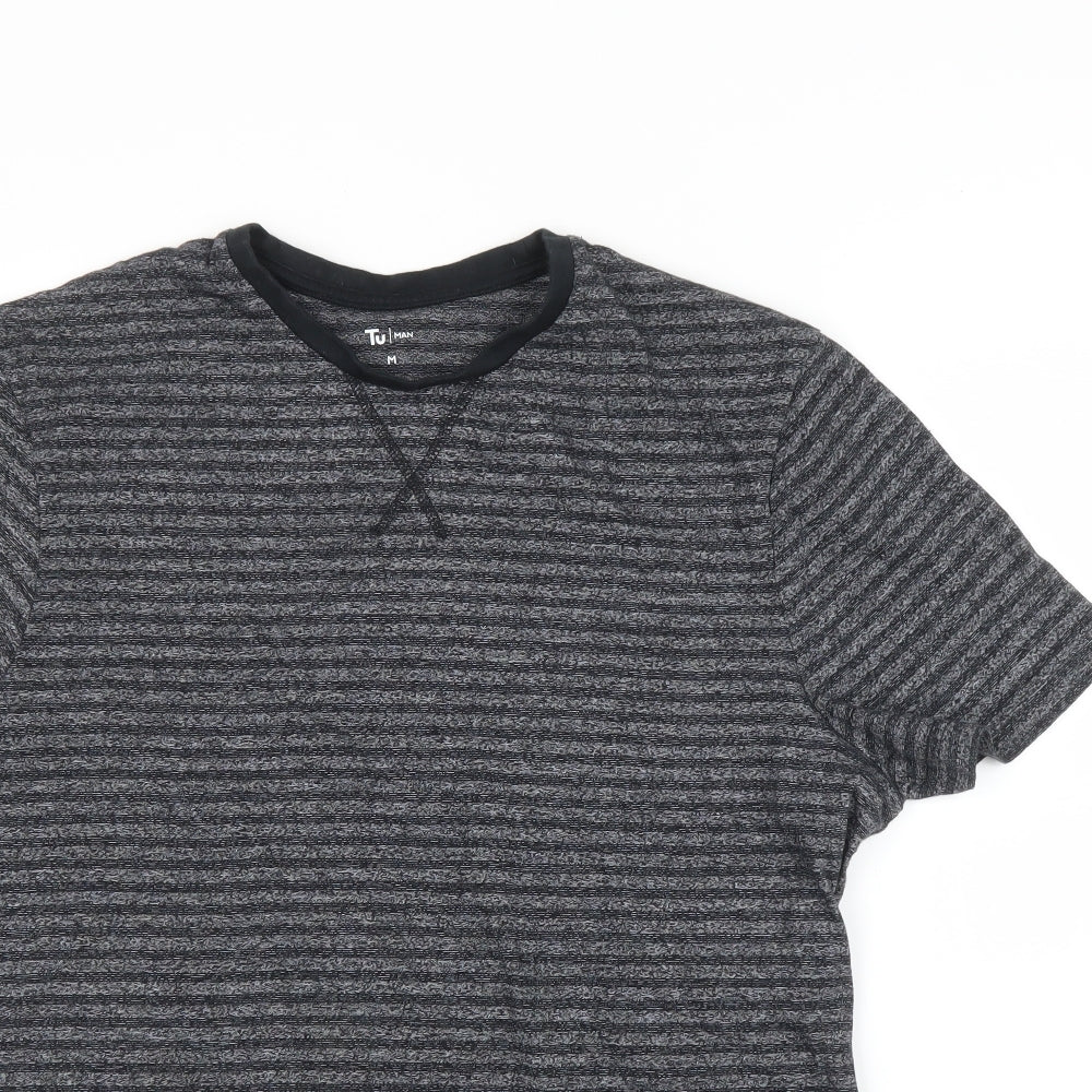 Topman Mens Grey Striped   T-Shirt Size M