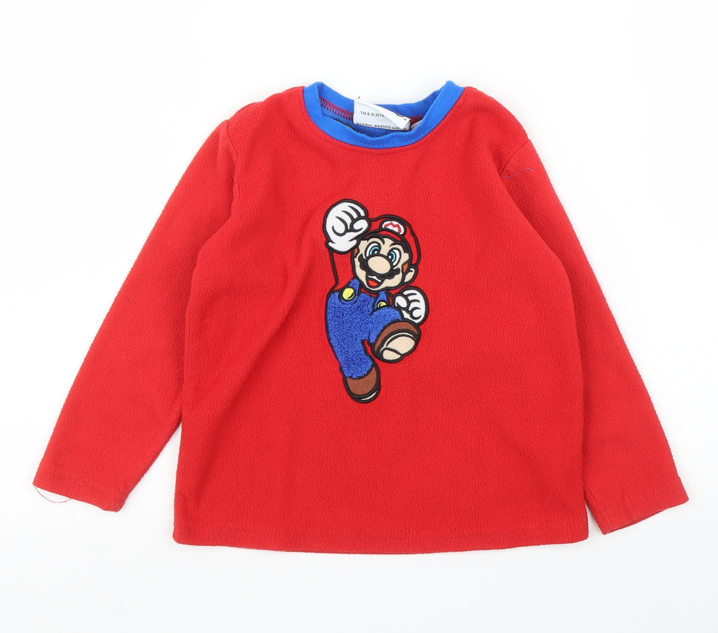 Primark Boys Red  Fleece Pullover Jumper Size 2 Years  - Super Mario